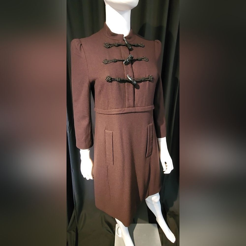 Marc Jacob's Vintage Brown wool Toggle Dress Coat with Standing collar - Picture 2 of 16
